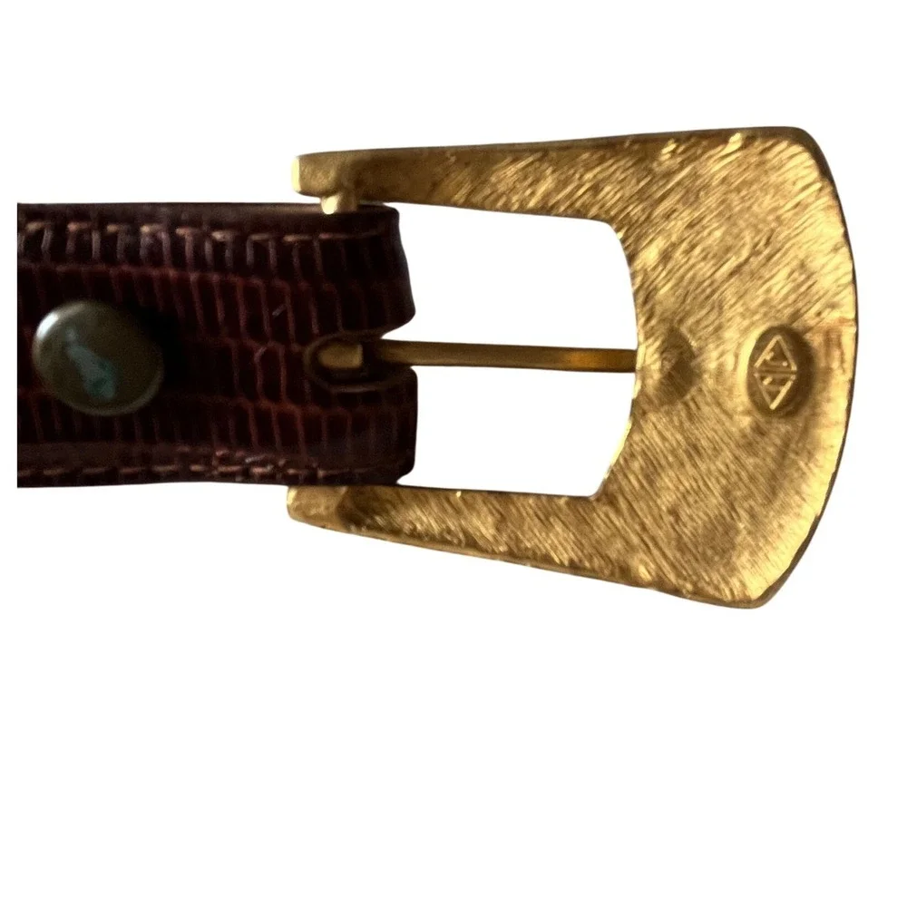 Judith Jack Genuine Leather Lizard Print Belt Gold Tone Buckle Women